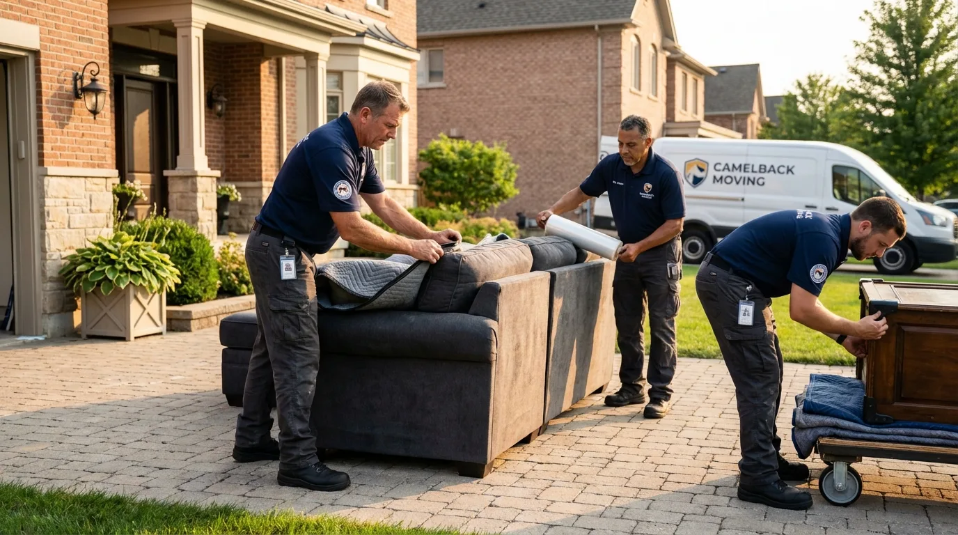 Large estate moving crew wrapping furniture in Dunedin, FL